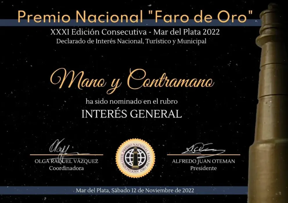 Mano y Contramano ha sido elegido como programa ganador del Faro de Oro