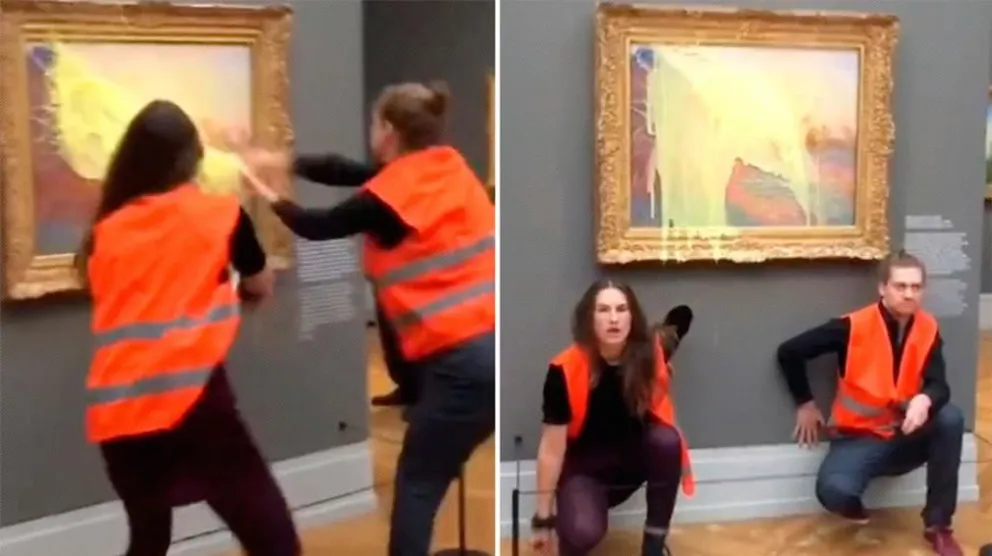 Activistas lanzaron puré de papas a un cuadro de Monet, subastado por 110,7 millones de dólares