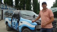 Pasión por la selección argentina: decoraron su camioneta con las caras de Maradona y Messi