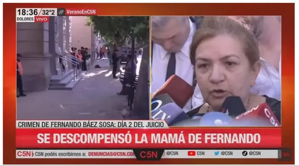 La mamá de Fernando Báez Sosa se descompensó durante el juicio