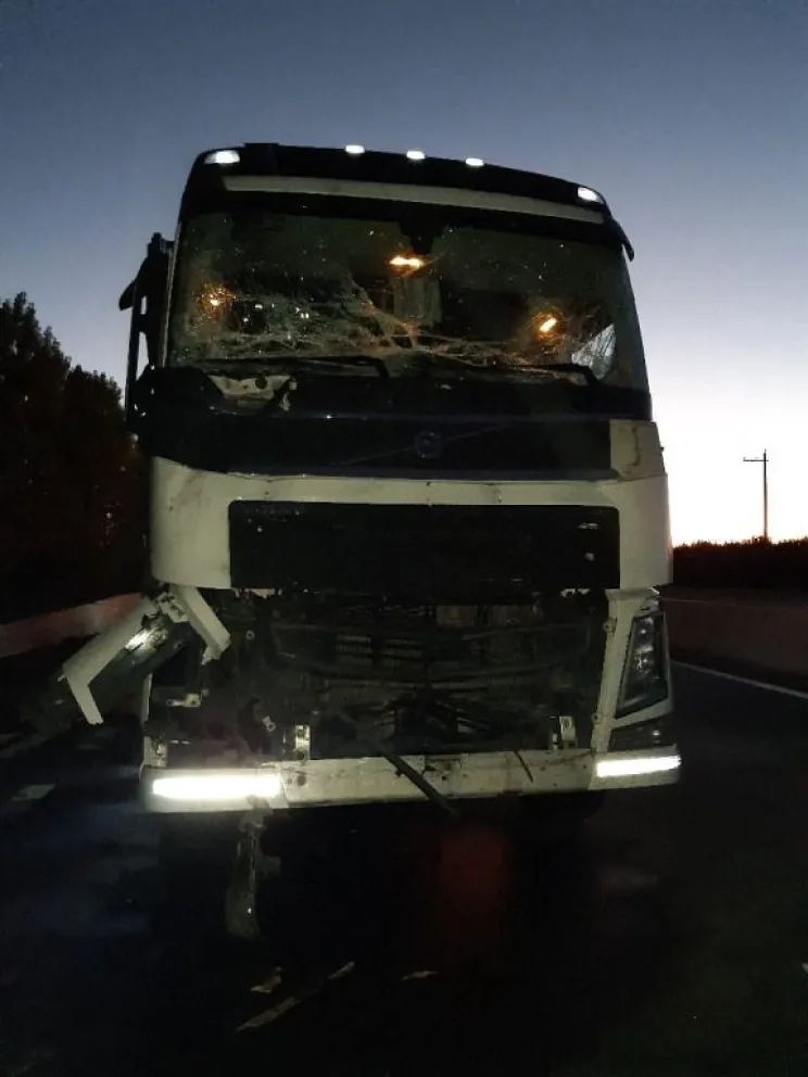 Un camión no alcanzó a frenar y chocó a otro que transportaba rollizos