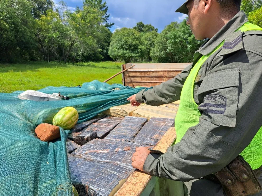 Un camión volcó y se descubrió que transportaba 4 toneladas de marihuana dentro de sandías