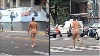 Insólito: un hombre salió a correr desnudo, provocó un caos en el tránsito y fue detenido