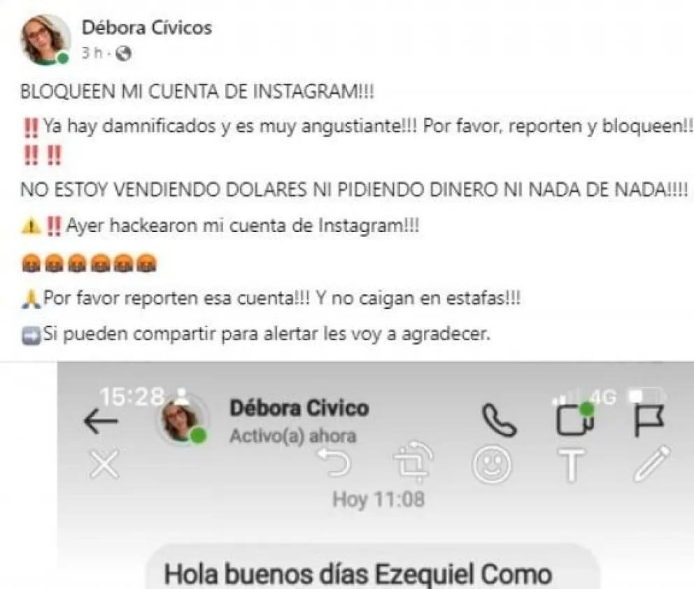 Hackearon el instagram de una periodista roquense y estafaron a sus contactos con la venta de dólares