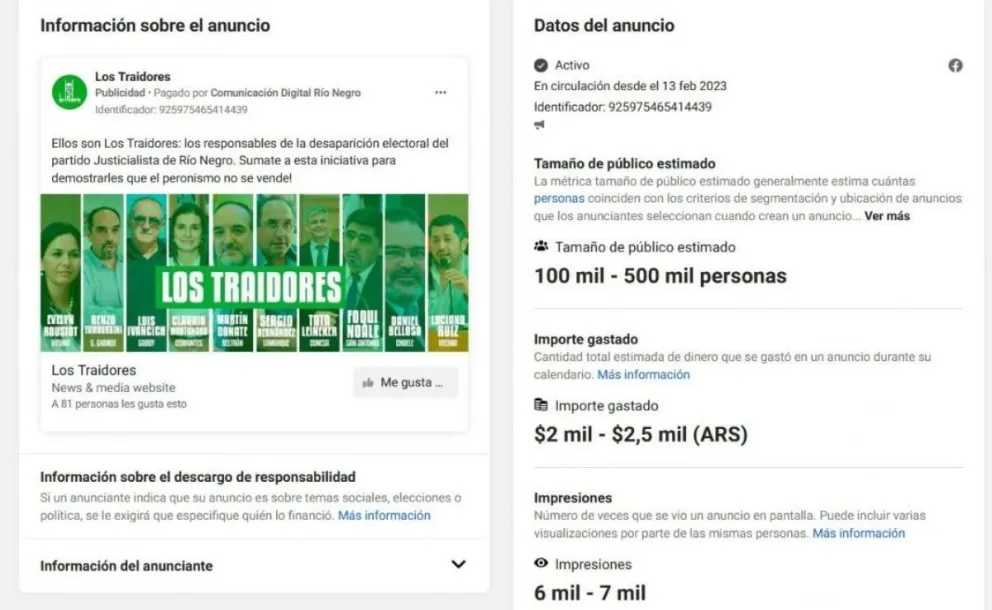  No duró nada: dieron de baja la página de Facebook "Los Traidores"
