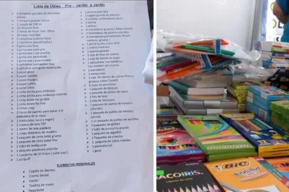 Desde goma eva “color piel” hasta paracetamol: la polémica lista de útiles que pidió una maestra jardinera a sus alumnos 