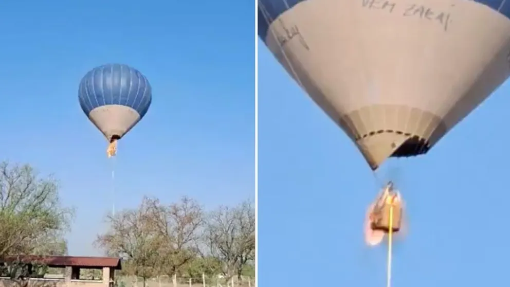 VIDEO: un globo aerostático se prendió fuego y dos personas murieron al arrojarse al vacío