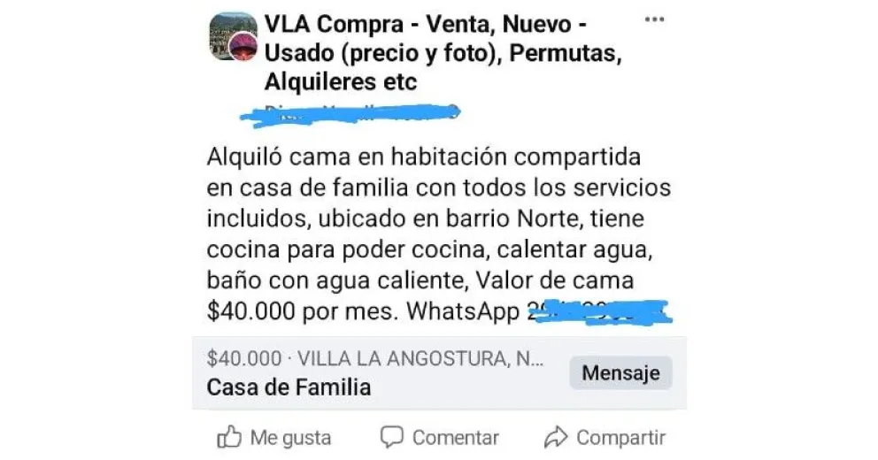 Se agrava la crisis habitacional: ahora alquilan habitaciones compartidas en casas de familia