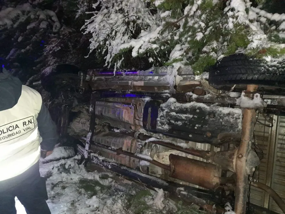 La intensa nevada provocó otro vuelco en la Ruta 40