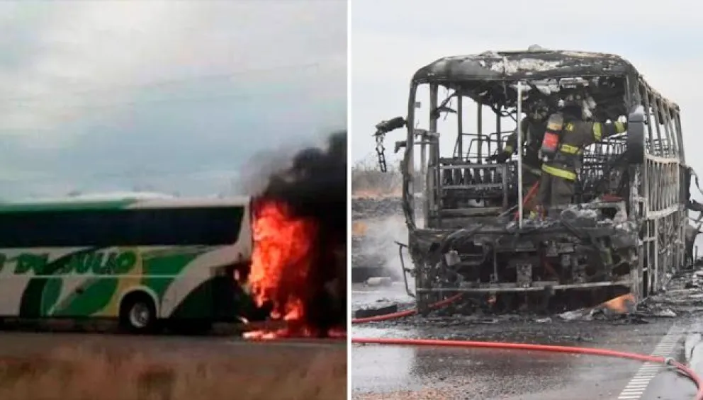 Se prendió fuego un colectivo de larga distancia con pasajeros y en pleno viaje
