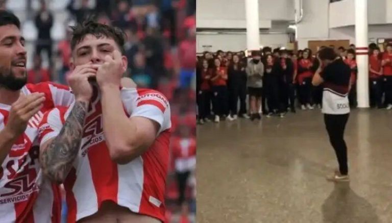 Un futbolista de Unión hizo su primer gol profesional y su escuela lo recibió como un héroe 