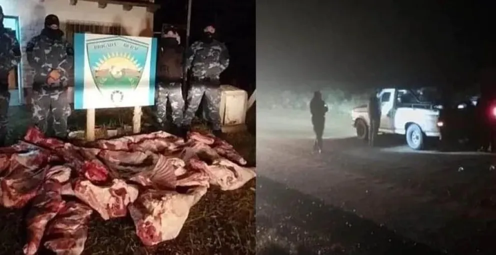 Los agarraron con 3 terneros faenados y armas arriba de una camioneta